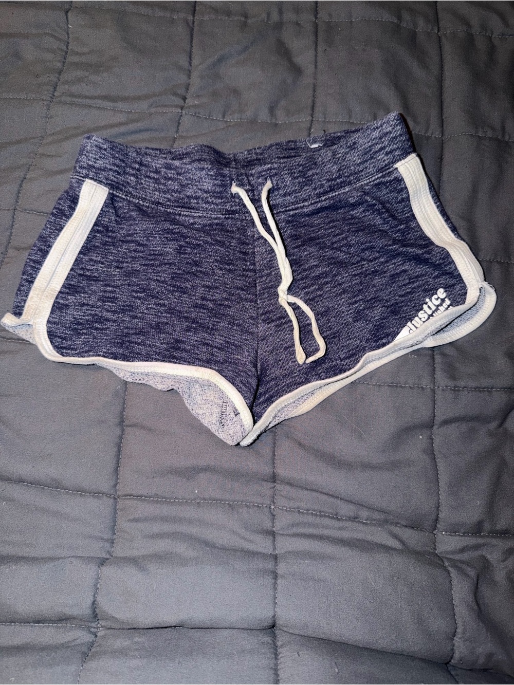 Justice Navy Heather Lounge Shorts with Contrast Trim